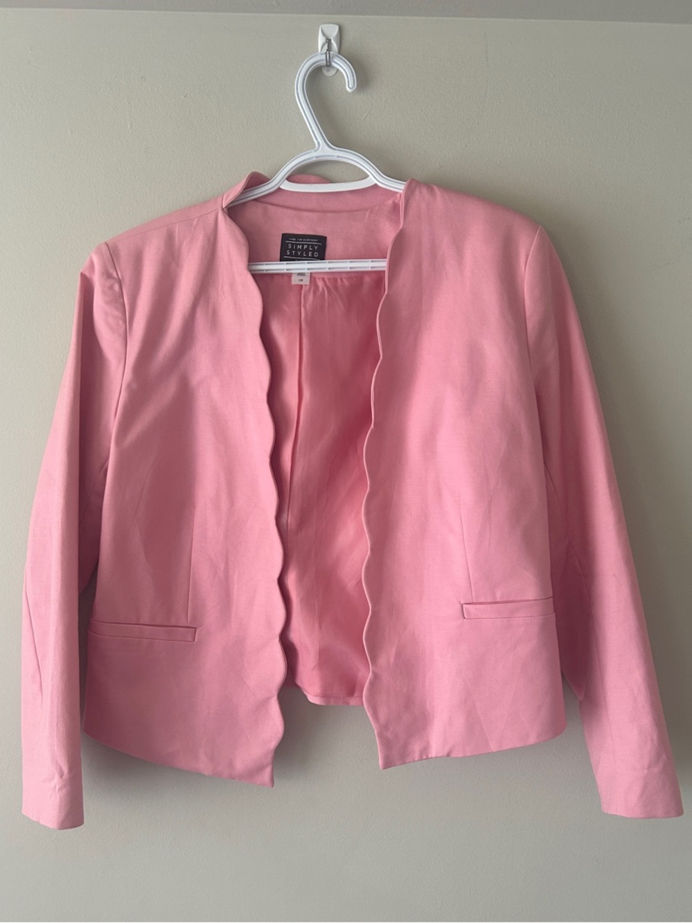 Sears Pink Scalloped Open Blazer
